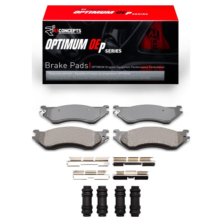 Optimum OE Brake Pads & Hardware Kit, 2002-2006 Mopar, Position: Front