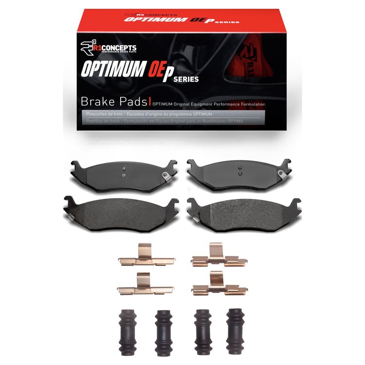 Optimum OE Brake Pads & Hardware Kit, Fits Select Mopar, Position: Rear