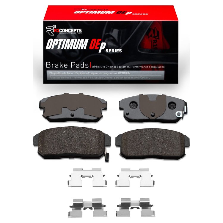 Optimum OE Brake Pads & Hardware Kit, 2000-2006 Infiniti/Nissan, Position: Rear
