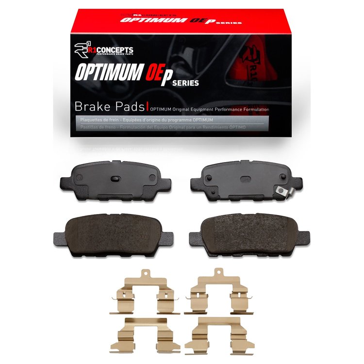 Optimum OE Brake Pads & Hardware Kit, 2008-2013 Infiniti/Nissan, Position: Rear