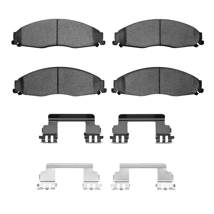 Optimum OE Brake Pads & Hardware Kit, 2003-2008 GM, Position: Front