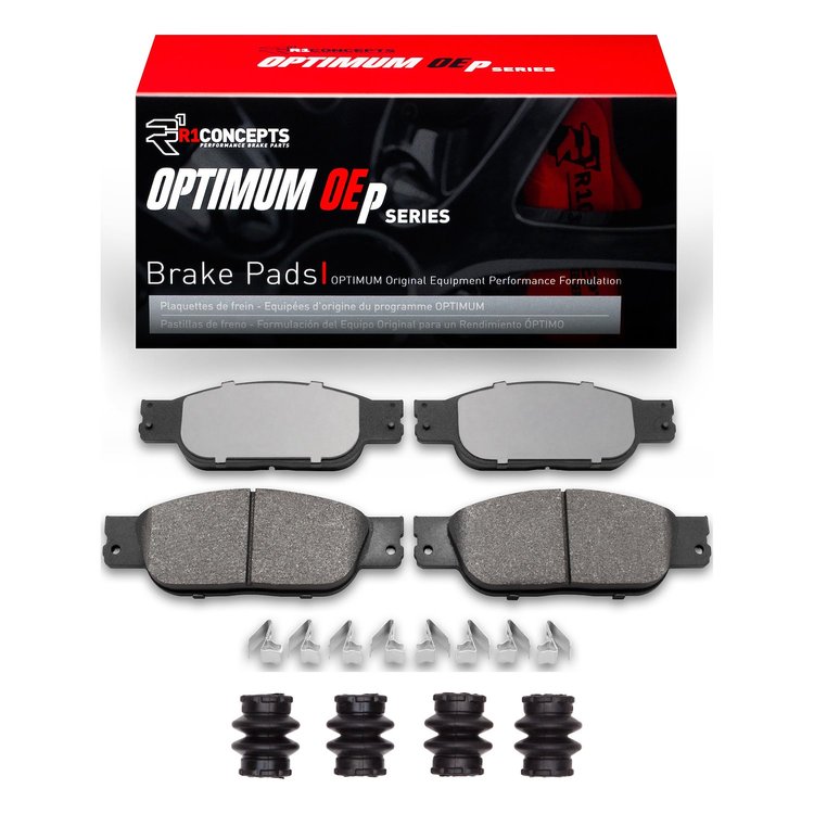 Optimum OE Brake Pads & Hardware Kit, 2003-2005 Jaguar, Position: Front
