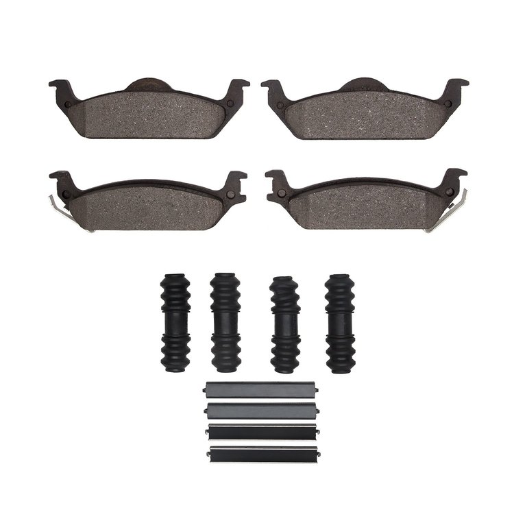 Optimum OE Brake Pads & Hardware Kit, 2003-2004 Mopar, Position: Rear