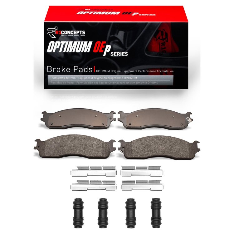 Optimum OE Brake Pads & Hardware Kit, 2003-2008 Mopar, Position: Front