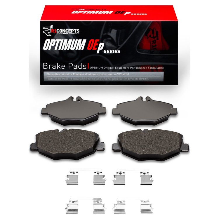 Optimum OE Brake Pads & Hardware Kit, 2003-2009 Mercedes-Benz, Position: Front