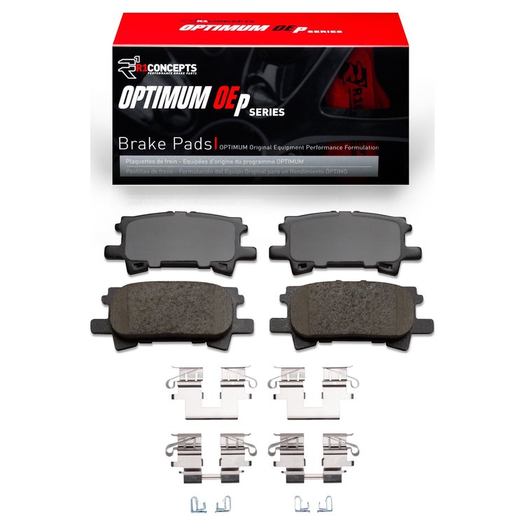 Optimum OE Brake Pads & Hardware Kit, 2004-2009 Lexus/Toyota/Scion, Position: Rear