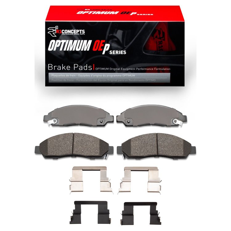 Optimum OE Brake Pads & Hardware Kit, 2004-2008 GM, Position: Front