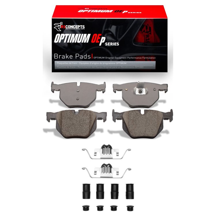 Optimum OE Brake Pads & Hardware Kit, 2008-2019 BMW, Position: Rear