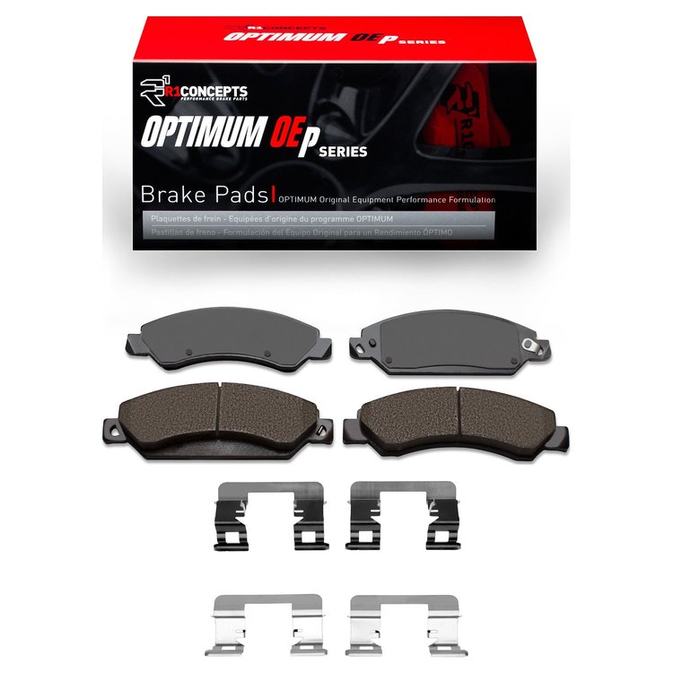 Optimum OE Brake Pads & Hardware Kit, 2005-2008 GM, Position: Front