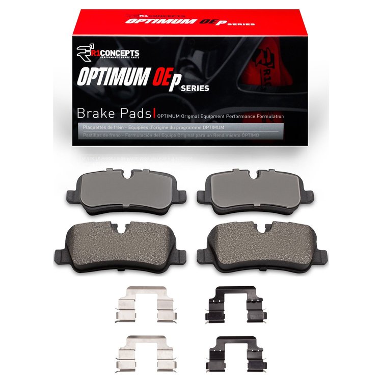 Optimum OE Brake Pads & Hardware Kit, 2005-2016 Land Rover, Position: Rear