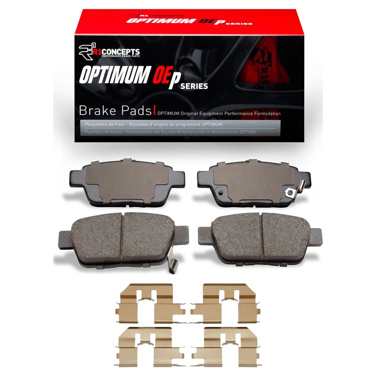 Optimum OE Brake Pads & Hardware Kit, 2006-2014 Acura/Honda, Position: Rear