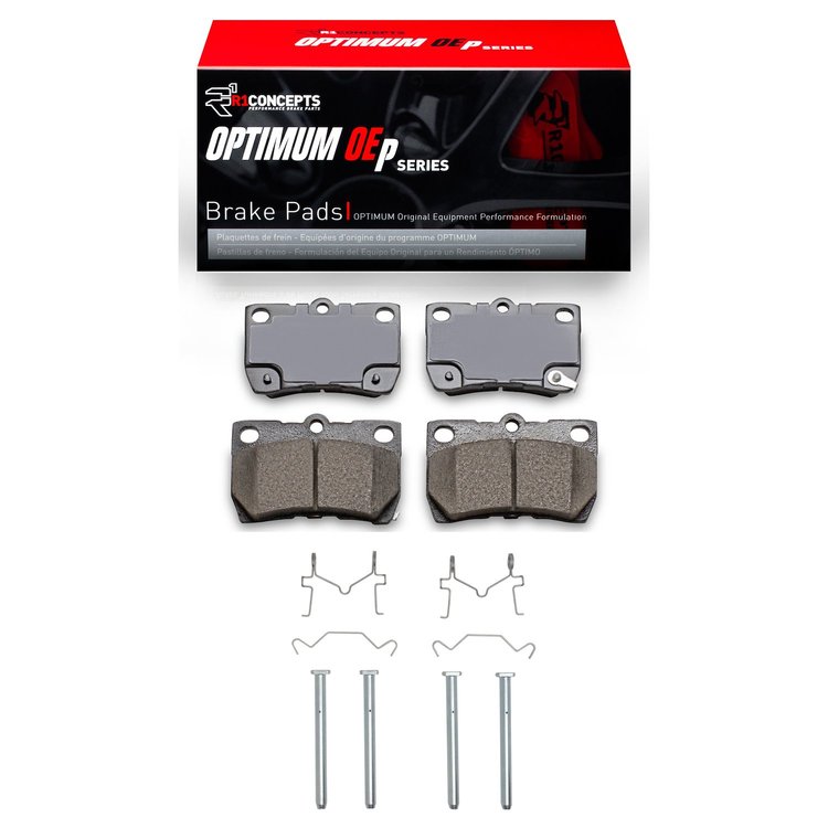Optimum OE Brake Pads & Hardware Kit, 2006-2013 Lexus/Toyota/Scion, Position: Rear