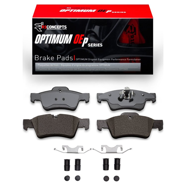 Optimum OE Brake Pads & Hardware Kit, 2005-2018 Mercedes-Benz, Position: Rear