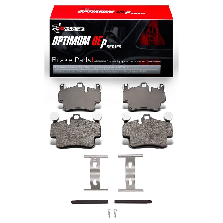 Optimum OE Brake Pads & Hardware Kit, 2006-2012 Audi/Porsche/Volkswagen, Position: Rear