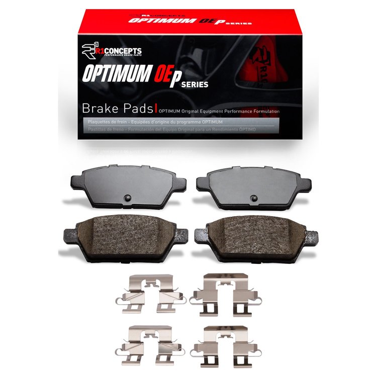 Optimum OE Brake Pads & Hardware Kit, 2006-2013 Ford/Lincoln/Mercury/Mazda, Position: Rear