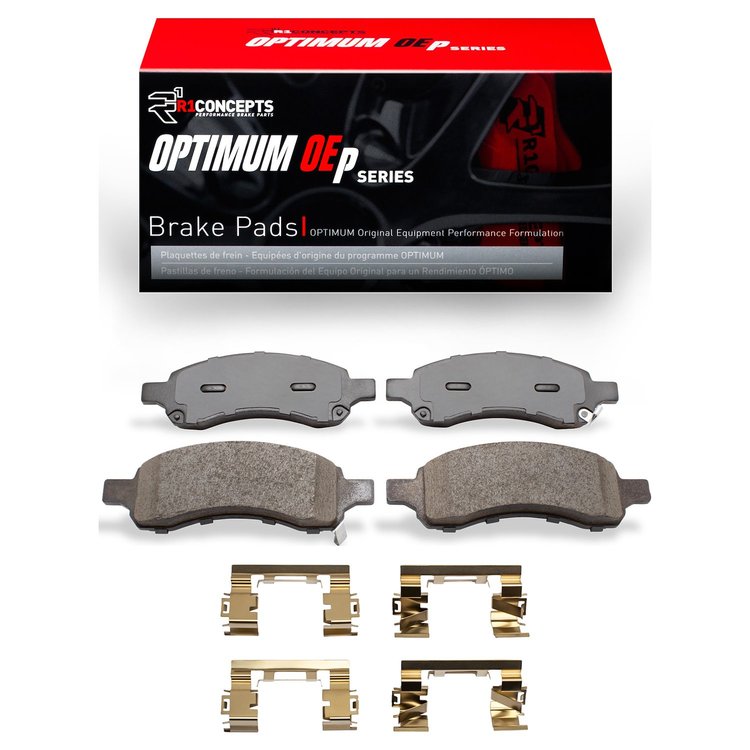 Optimum OE Brake Pads & Hardware Kit, 2006-2012 GM, Position: Front