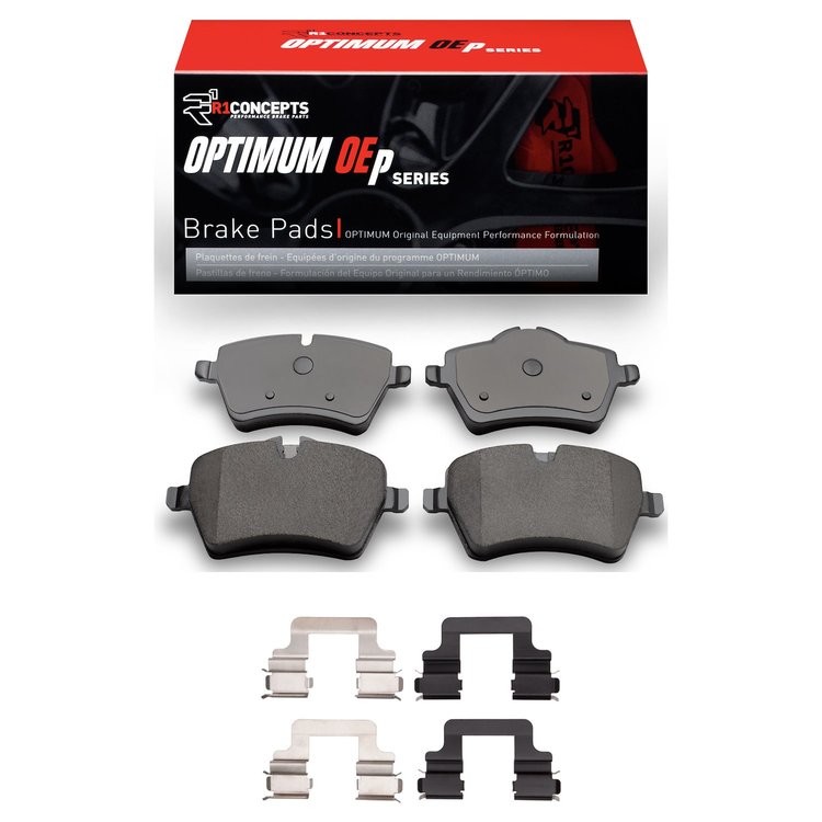 Optimum OE Brake Pads & Hardware Kit, 2002-2015 Mini, Position: Front