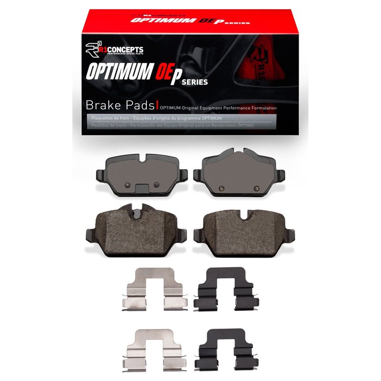 Optimum OE Brake Pads & Hardware Kit, 2005-2016 Fits Multiple Makes/Models, Position: Rear