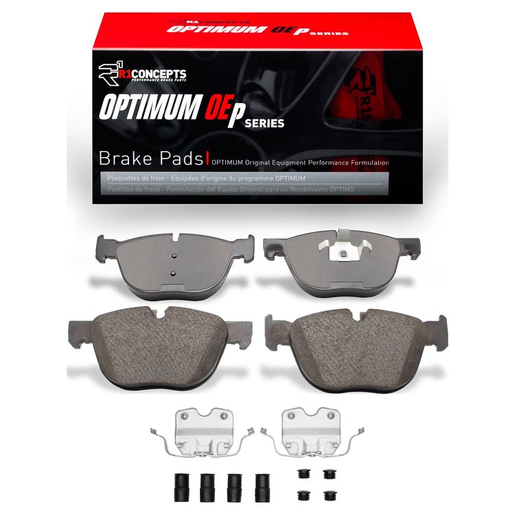 Optimum OE Brake Pads & Hardware Kit, 2014-2019 BMW, Position: Front