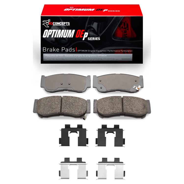 Optimum OE Brake Pads & Hardware Kit, 2007-2009 Kia/Hyundai/Genesis, Position: Rear