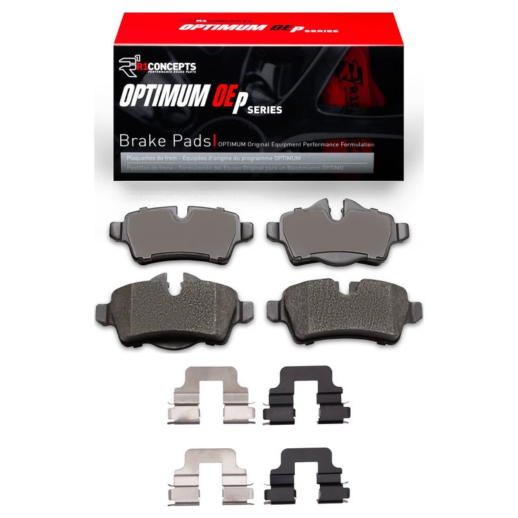Optimum OE Brake Pads & Hardware Kit, 2007-2015 Mini, Position: Rear