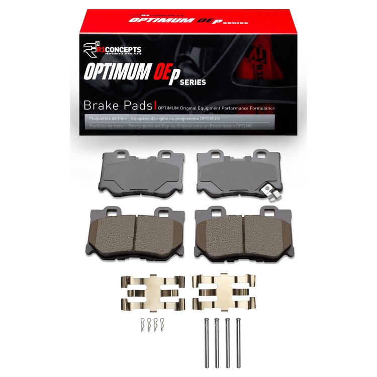 Optimum OE Brake Pads & Hardware Kit, Fits Select Infiniti/Nissan, Position: Rear