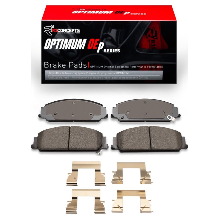 Optimum OE Brake Pads & Hardware Kit, 2008-2009 GM, Position: Front