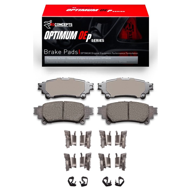 Optimum OE Brake Pads & Hardware Kit, 2013-2020 Lexus/Toyota/Scion, Position: Rear