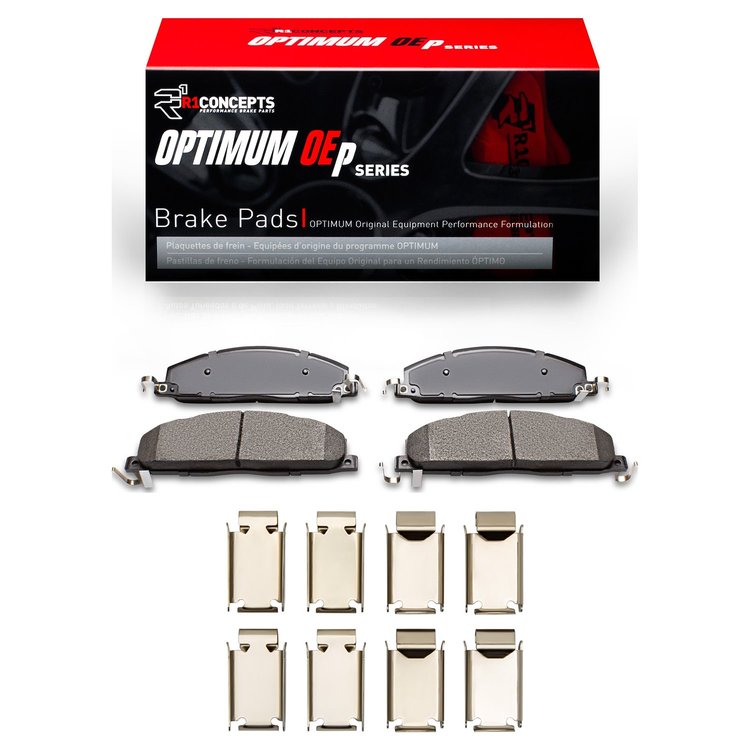 Optimum OE Brake Pads & Hardware Kit, 2009-2018 Mopar, Position: Rear