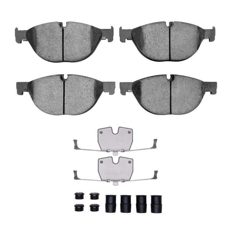 Optimum OE Brake Pads & Hardware Kit, 2009-2018 BMW, Position: Front