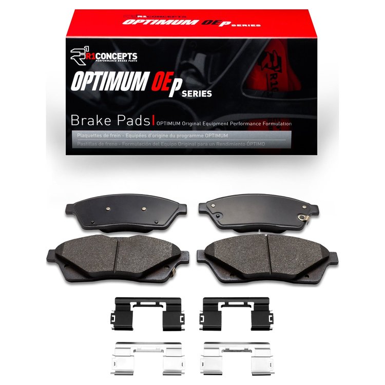 Optimum OE Brake Pads & Hardware Kit, 2010-2016 GM, Position: Front