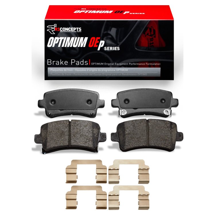 Optimum OE Brake Pads & Hardware Kit, 2010-2020 GM, Position: Rear