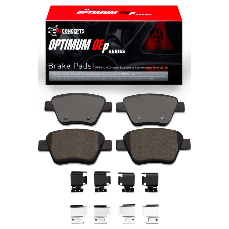 Optimum OE Brake Pads & Hardware Kit, 2005-2016 Audi/Porsche/Volkswagen, Position: Rear
