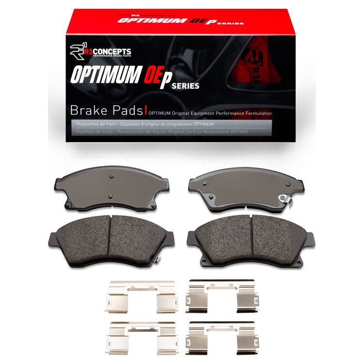 Optimum OE Brake Pads & Hardware Kit, 2011-2017 GM, Position: Front