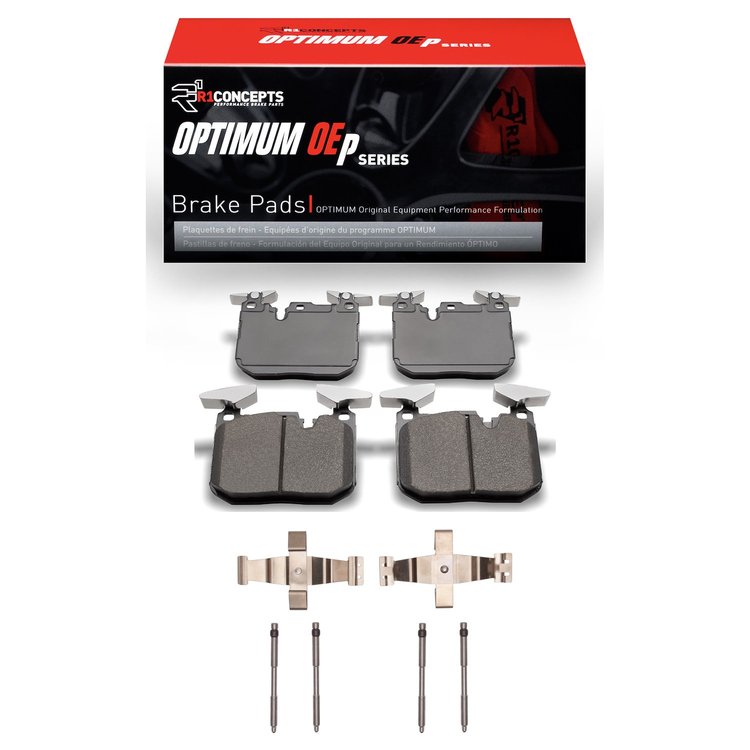 Optimum OE Brake Pads & Hardware Kit, 2012-2020 BMW, Position: Front