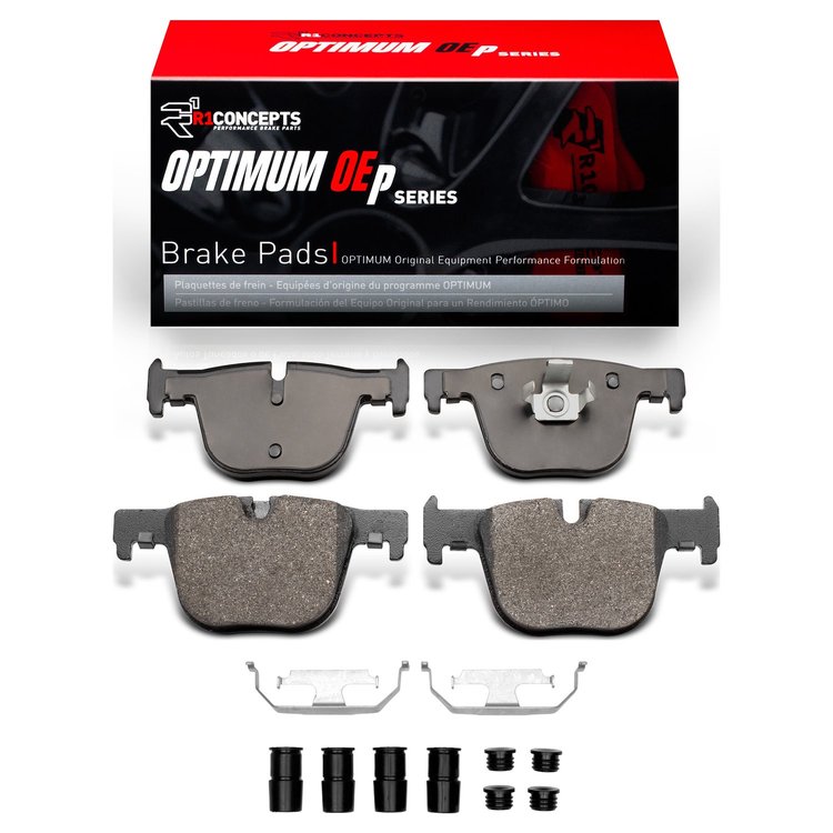Optimum OE Brake Pads & Hardware Kit, 2012-2020 BMW, Position: Rear