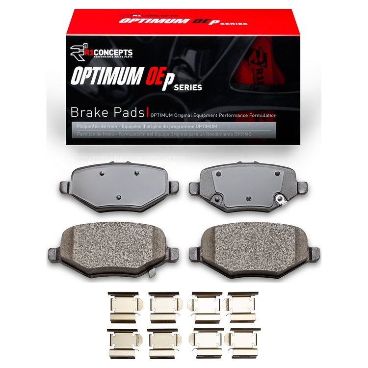 Optimum OE Brake Pads & Hardware Kit, 2013-2019 Ford/Lincoln/Mercury/Mazda, Position: Rear