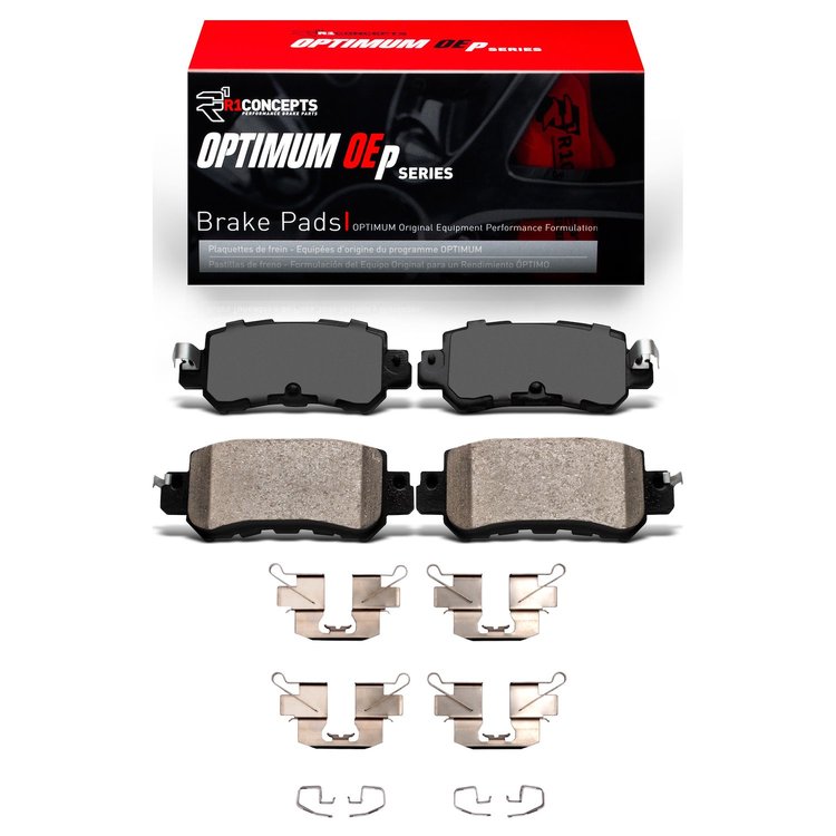 Optimum OE Brake Pads & Hardware Kit, 2013-2018 Ford/Lincoln/Mercury/Mazda, Position: Rear