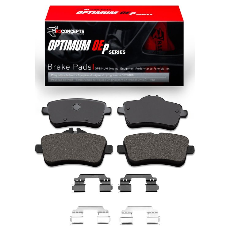 Optimum OE Brake Pads & Hardware Kit, 2012-2020 Mercedes-Benz, Position: Rear
