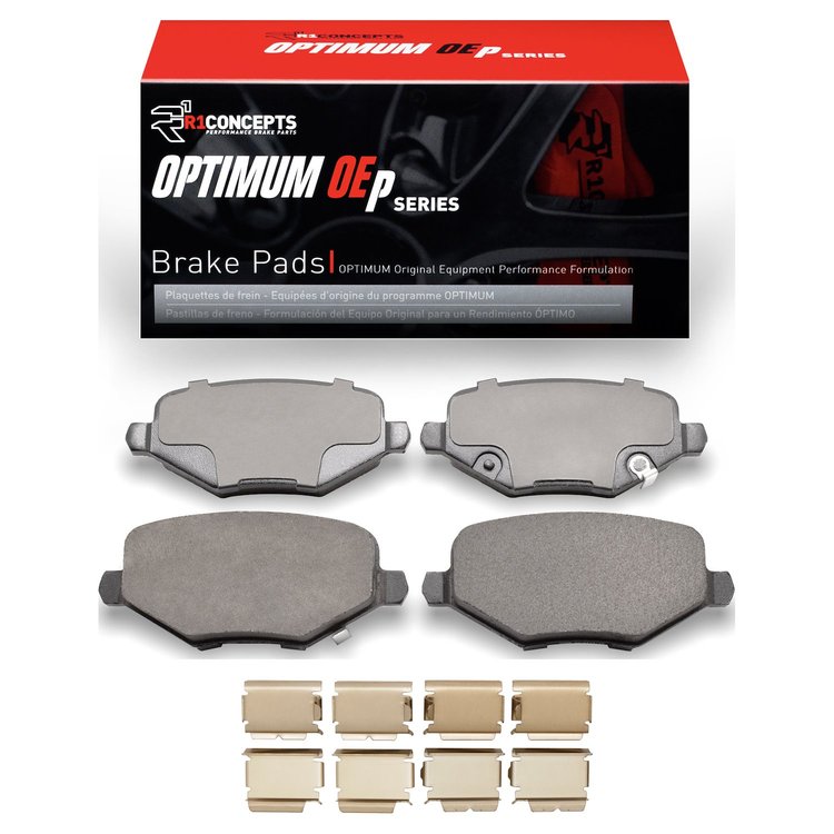 Optimum OE Brake Pads & Hardware Kit, 2009-2014 Fits Multiple Makes/Models, Position: Rear