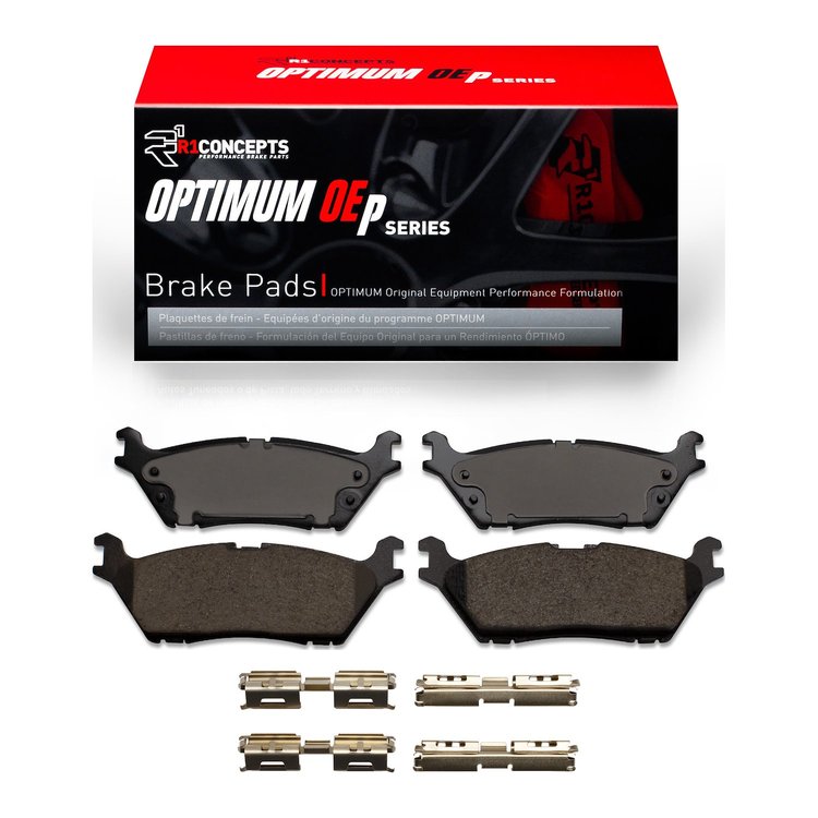 Optimum OE Brake Pads & Hardware Kit, 2015-2021 Ford/Lincoln/Mercury/Mazda, Position: Rear