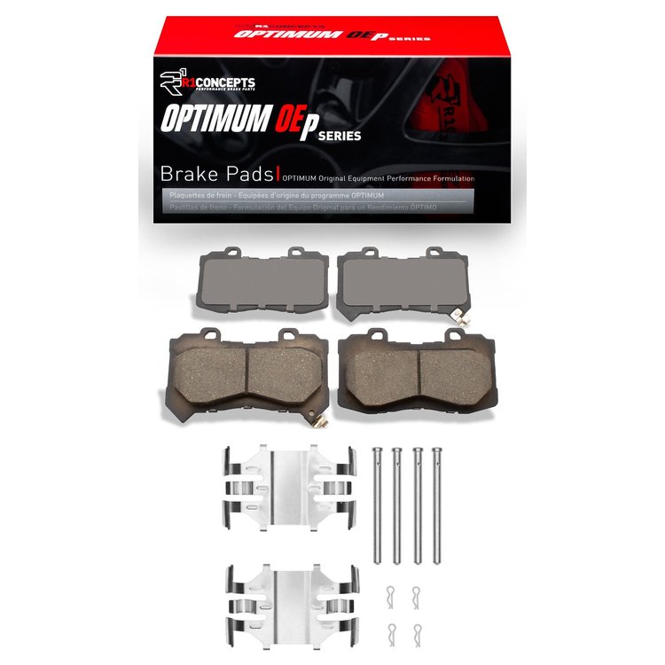 Optimum OE Brake Pads & Hardware Kit, 2015-2020 GM, Position: Front