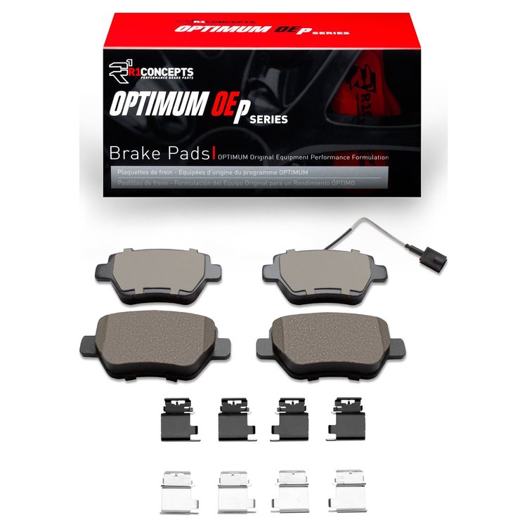 Optimum OE Brake Pads & Hardware Kit, 2014-2016 Maserati, Position: Rear