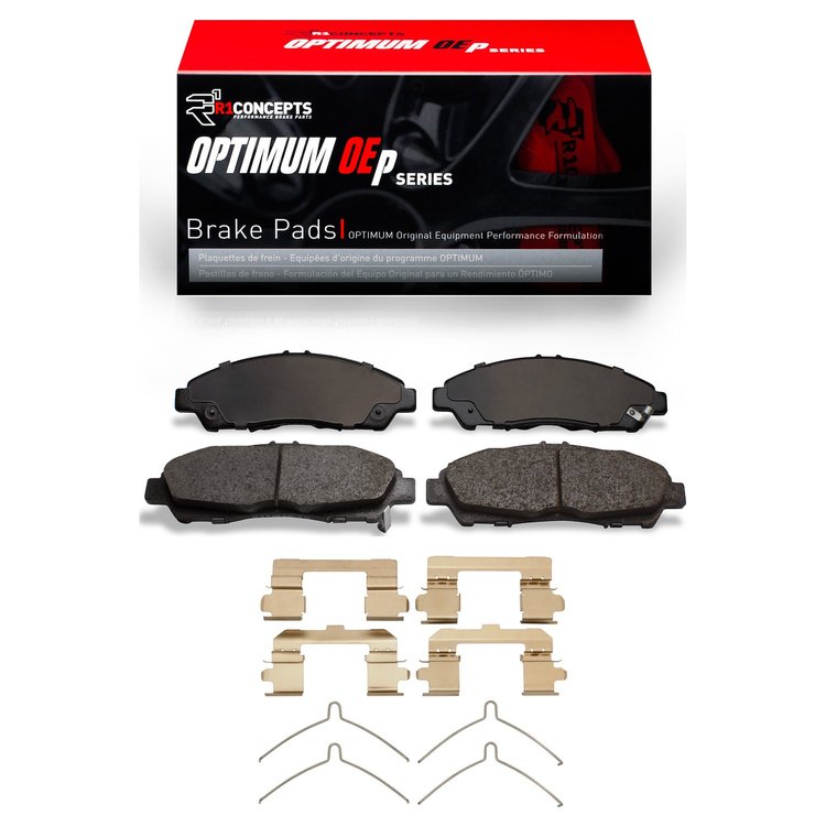 Optimum OE Brake Pads & Hardware Kit, 2017-2020 GM, Position: Front