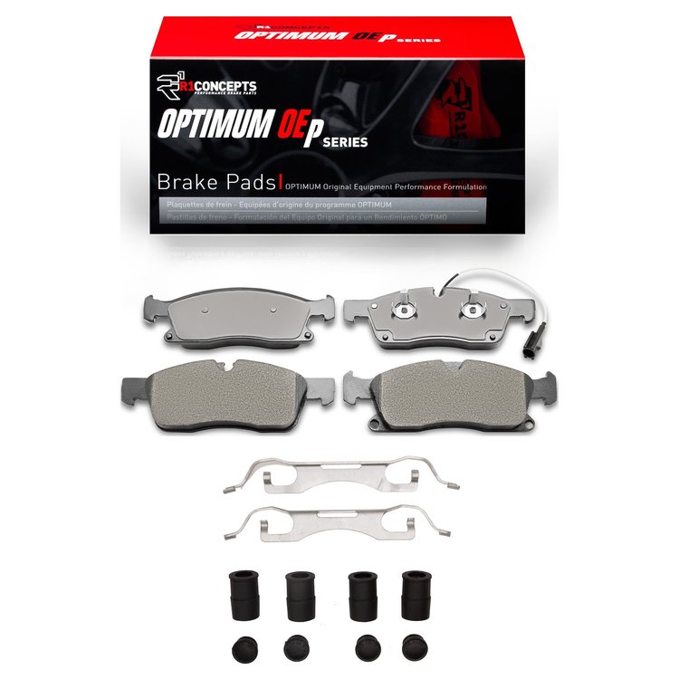 Optimum OE Brake Pads & Hardware Kit, 2017-2020 Maserati, Position: Front