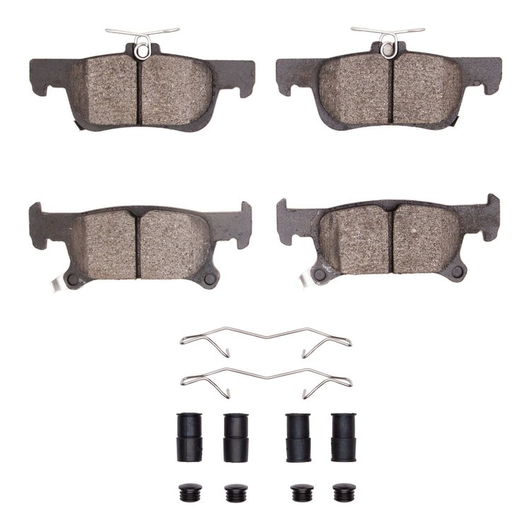 Optimum OE Brake Pads & Hardware Kit, 2017-2018 GM, Position: Rear