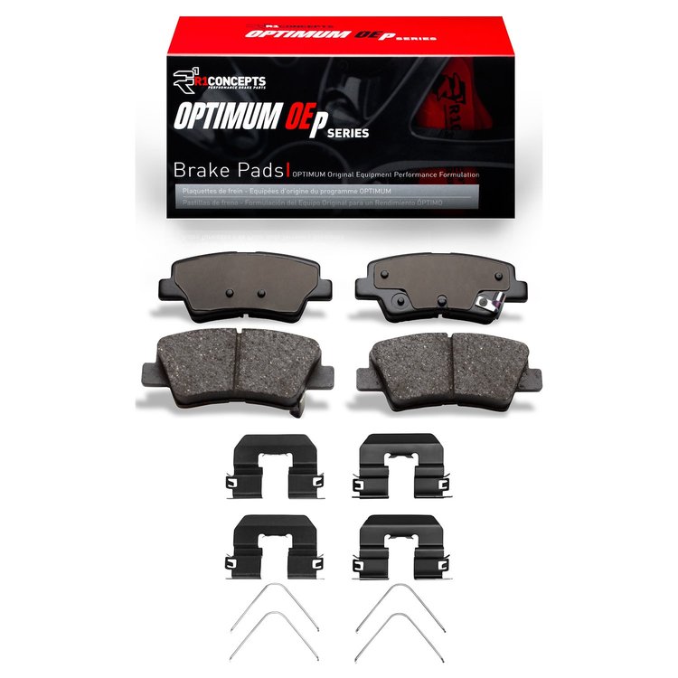 Optimum OE Brake Pads & Hardware Kit, Fits Select Kia/Hyundai/Genesis, Position: Rear