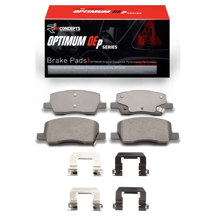 Optimum OE Brake Pads & Hardware Kit, Fits Select Tesla, Position: Rear