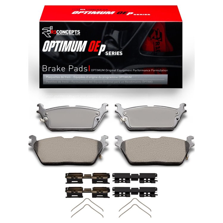 Optimum OE Brake Pads & Hardware Kit, Fits Select Mopar, Position: Rear