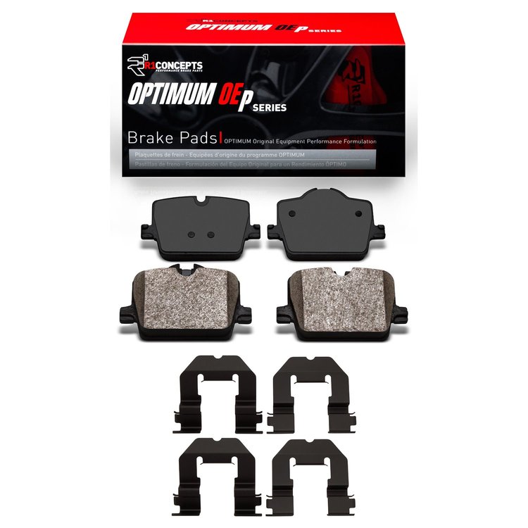 Optimum OE Brake Pads & Hardware Kit, Fits Select Fits Multiple Makes/Models, Position: Rear